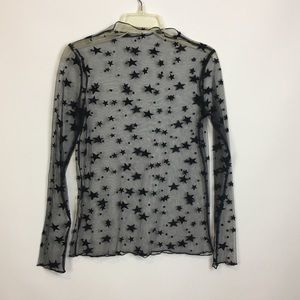 NastyGal Sheer Star Print Long Sleeve Shirt